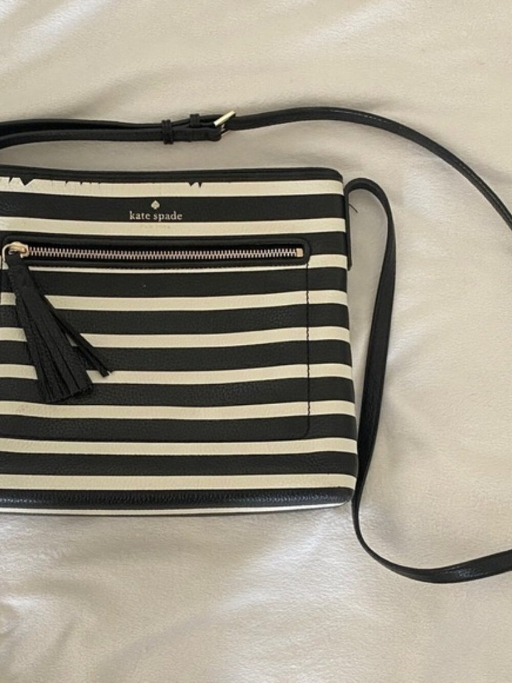 Kate Spade Striped Black and Cream Crossbody Bag